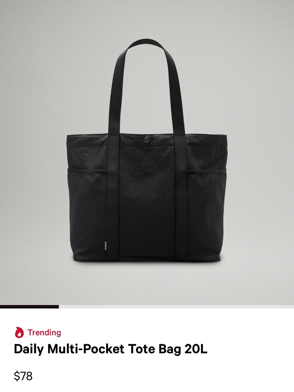 lululemon Daily Multi Pocket Tote Bag 20L Black